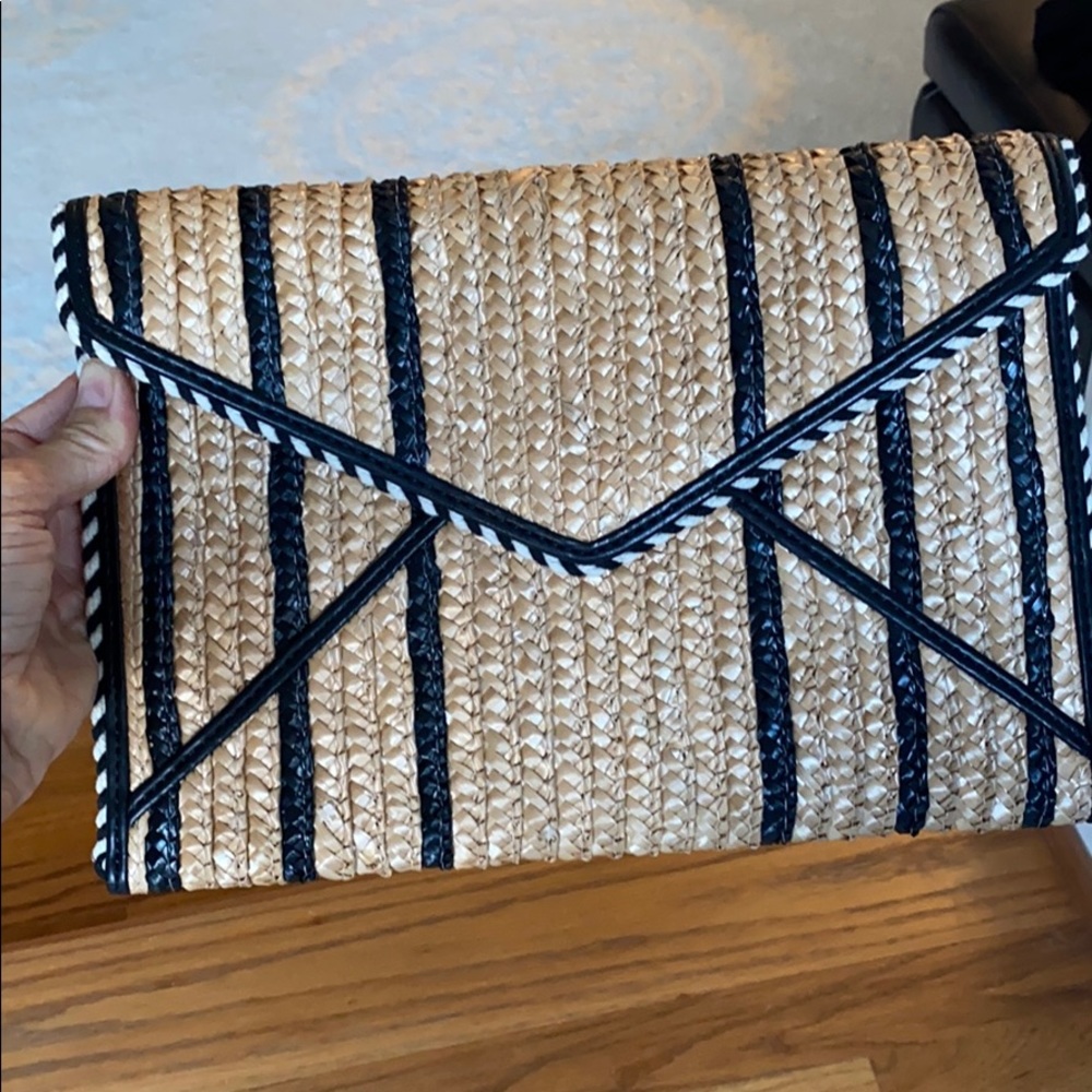 Brand New Rebecca Minkoff Straw Leo Clutch